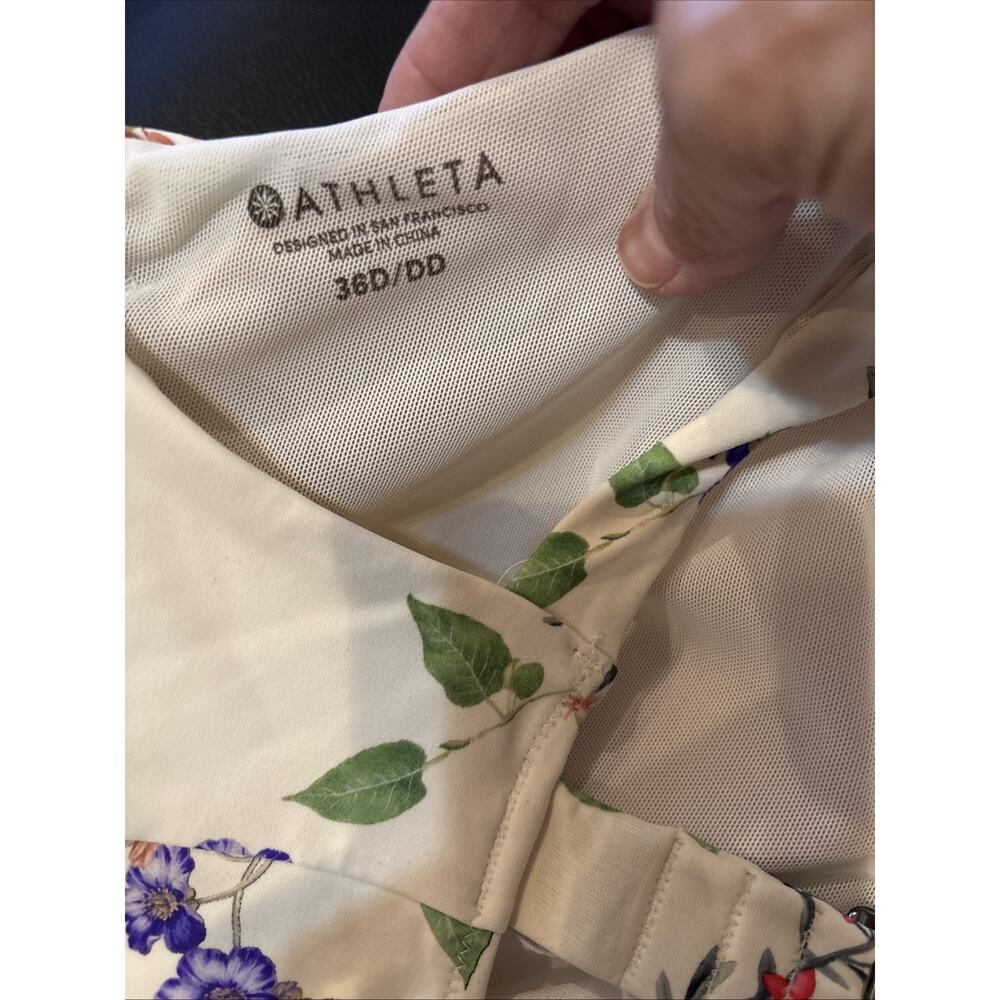 ATHLETA Floral High Neck Underwire Bra Cup Athletic Tankini Swim top 36D/DD - Picture 4 of 6